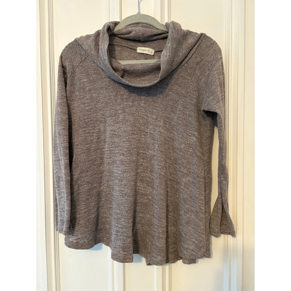 Ginger G womens light brown Long Sleeve Cowl Neck Tee M